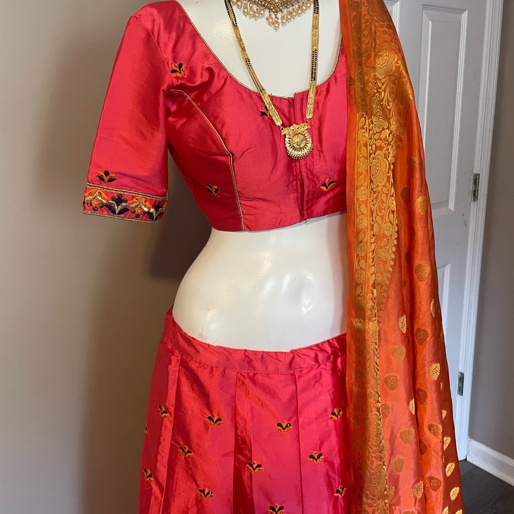 Elegant hot pink and Orange Women's lengha set
